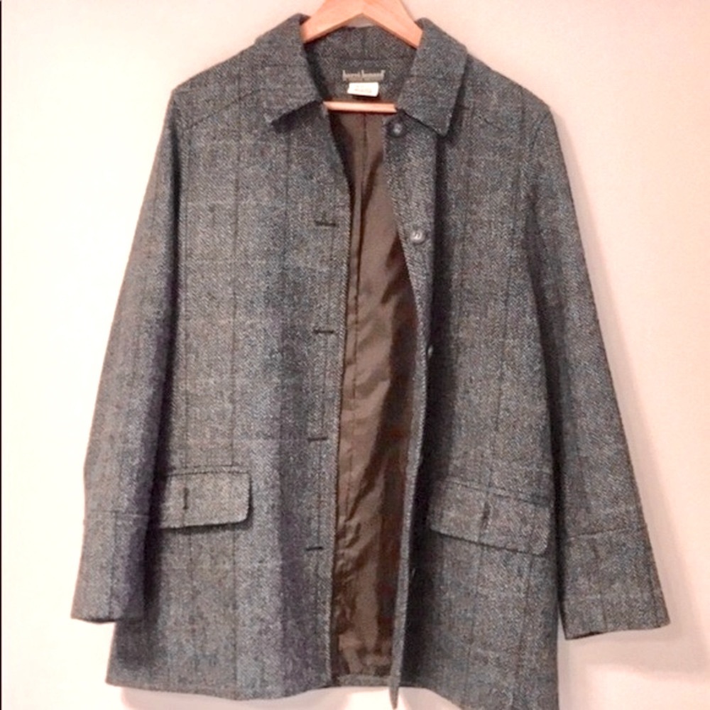 Vintage Tweed Herringbone Wool Coat